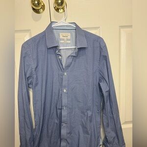 Ted Baker Endurance Slim Fit Dress Shirt Blue Geometric Mens 16 Designer